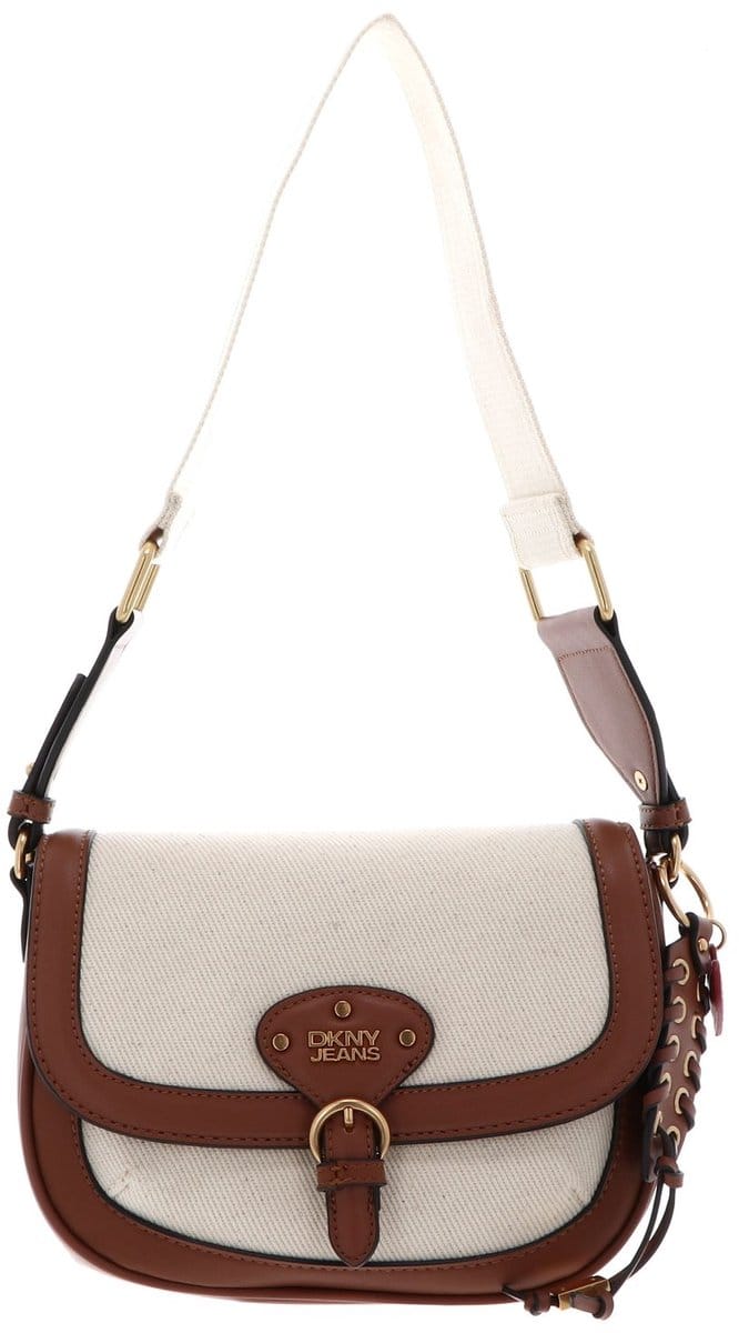 DKNY schoudertas Mari Flap Shoulder Bag Natural / Saddle beige