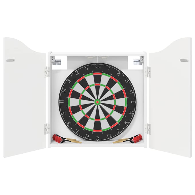 vidaXL - Dartbord - Kabinet - Wit - 56 - x - 12 - x - 63 - cm - Bewerkt - hout
