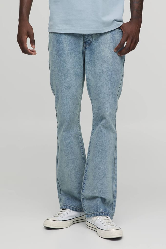 Essential Slim Flare Rigid Washed Jeans | Stonewash | Size 44R