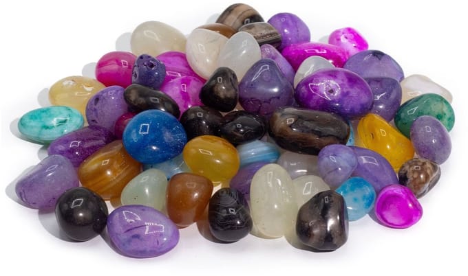 Bulk Treated Mixed Agate - 1kg (aprox. 70 stones) - 7 colours