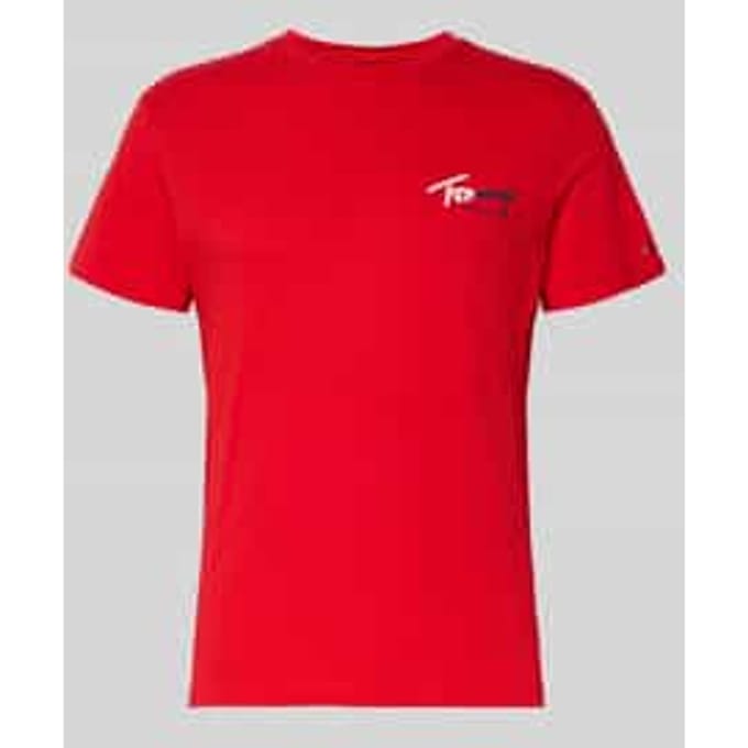 Tommy Hilfiger Tjm Slim Sign Chest Rapid Red Größe: S | Basic T-Shirts Outlet | Herren | Rot