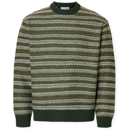 Trui Selected Revy Knit - Deep Forest/Dried Herb