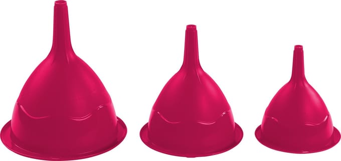 Trechters set groot roze 3-delig - Keuken/camping artikelen/benodigdheden - 11/13/16 cm doorsnede