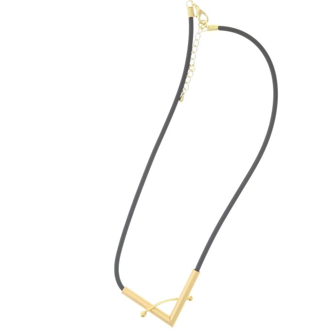 Behave Ketting zwart met V goudkleur – 41 cm