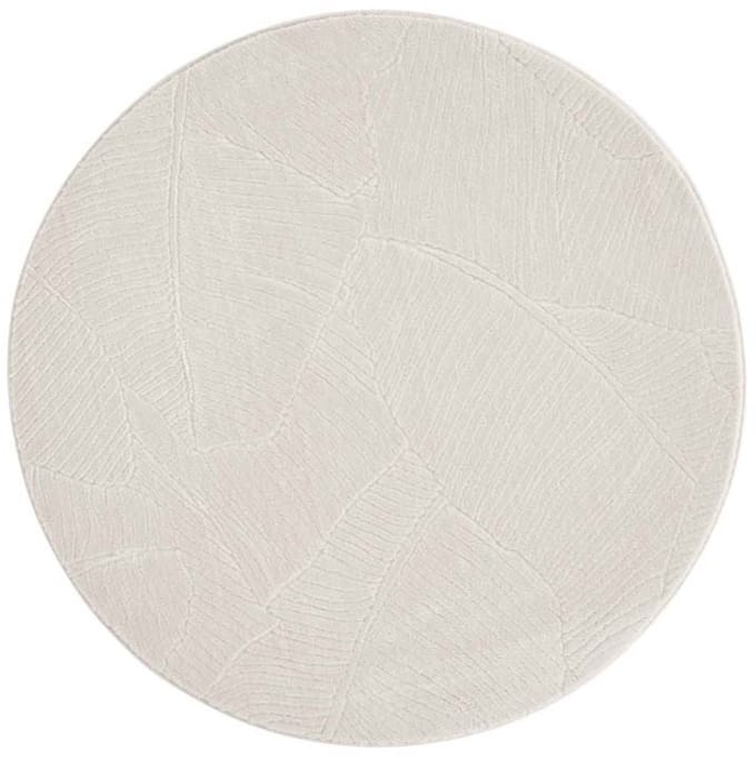 Rond zacht vloerkleed - Fuzz Leaf crème 80