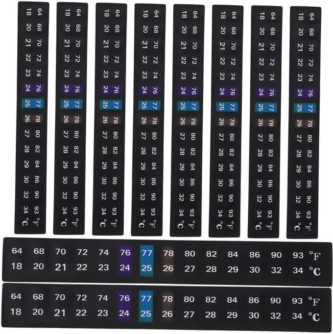 Thermometer Stickers - Aquarium Labels - Watertemperatuur Meten - Kleurgecodeerd Design - 40 Stuks - Meerdere Kleuren