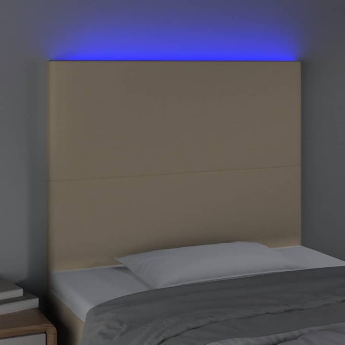 vidaXL - Hoofdbord - LED - 90x5x118/128 - cm - stof - crèmekleurig