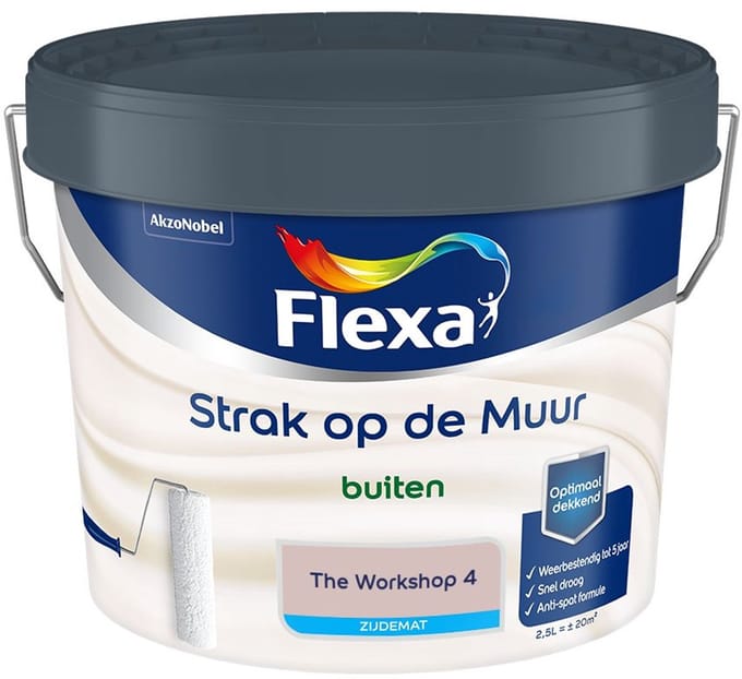 Flexa - Strak Op De Muur Buiten Zijdemat - The Workshop 4 - Mengverf - 2,5 L