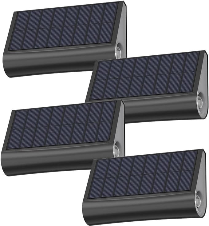 Set van 4 Zonne-energie Warm Witte LED Wandlampen