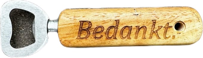 Bieropener - Flesopener -Hout & RVS-Vaderdag Cadeau - Vaderdag -Bedankt!