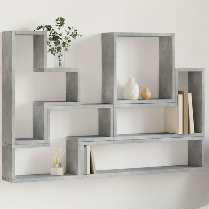 vidaXL - Wandschap - 96x12x64 - cm - bewerkt - hout - betongrijs