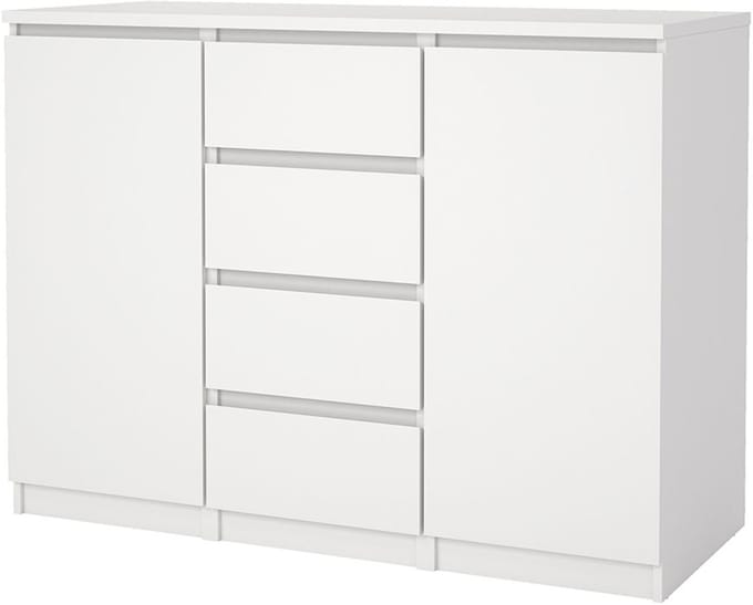 Naia dressoir 2 deuren 4 lades wit.