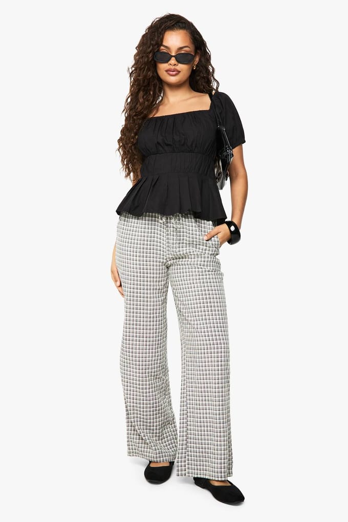 boohoo Dames Poplin Bardot Top | Zwart | Maat: 34