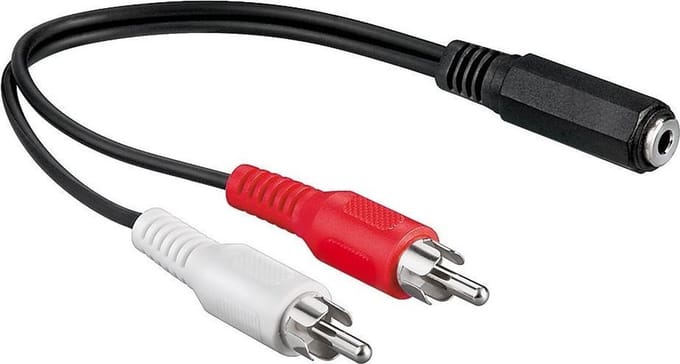 Goobay Audiokabel adapter 3,5 mm contrastekker naar RCA-stekker, jackplug 3,5 mm-bus (3-pins, stereo) > 2 x cinch-stekker (audio links/rechts)