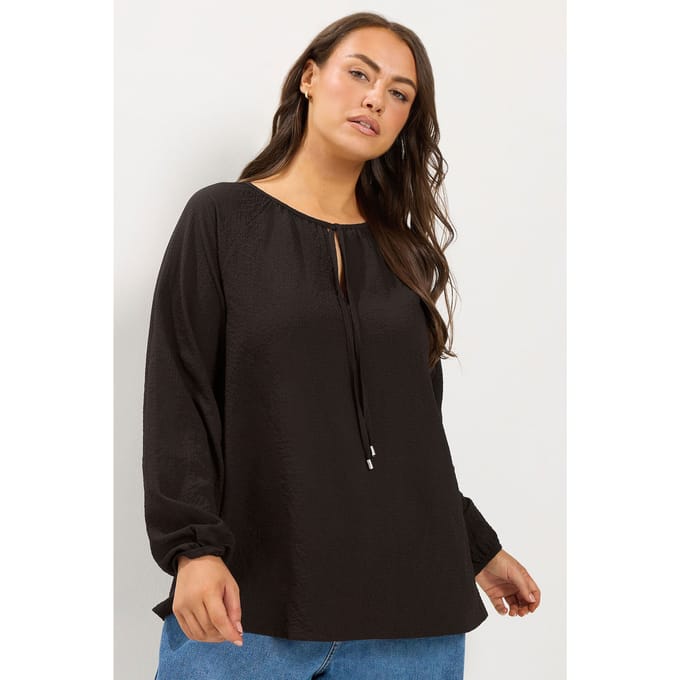 Yours Paarse Blouse Met Textuur En Lange Mouwen Size 50-52