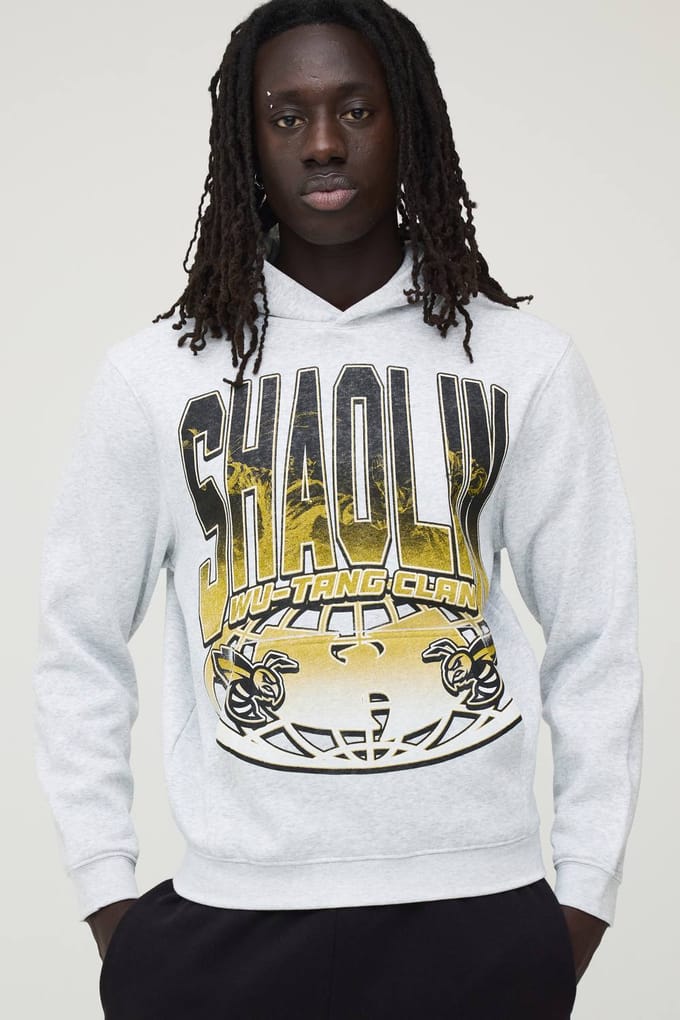 Regular Wu-Tang Gelicentieerde Print Hoodie | Grey Marl | Size Medium