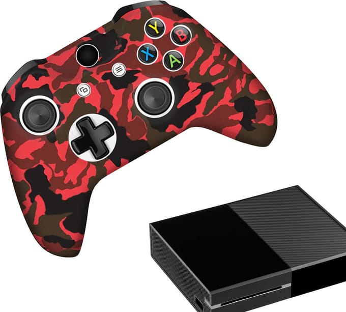 Gadgetpoint - Hoesjes & Skins voor Xbox One - Performance Gaming Case - Soft Grip Covers - Anti-Slip Controller Accessoires - Camo - Rood