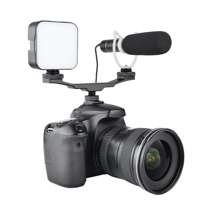 Dubbelzijdige Koude Schoen Mount Beugel Verlengstang voor Camera Flits Vullicht Microfoonhouder black