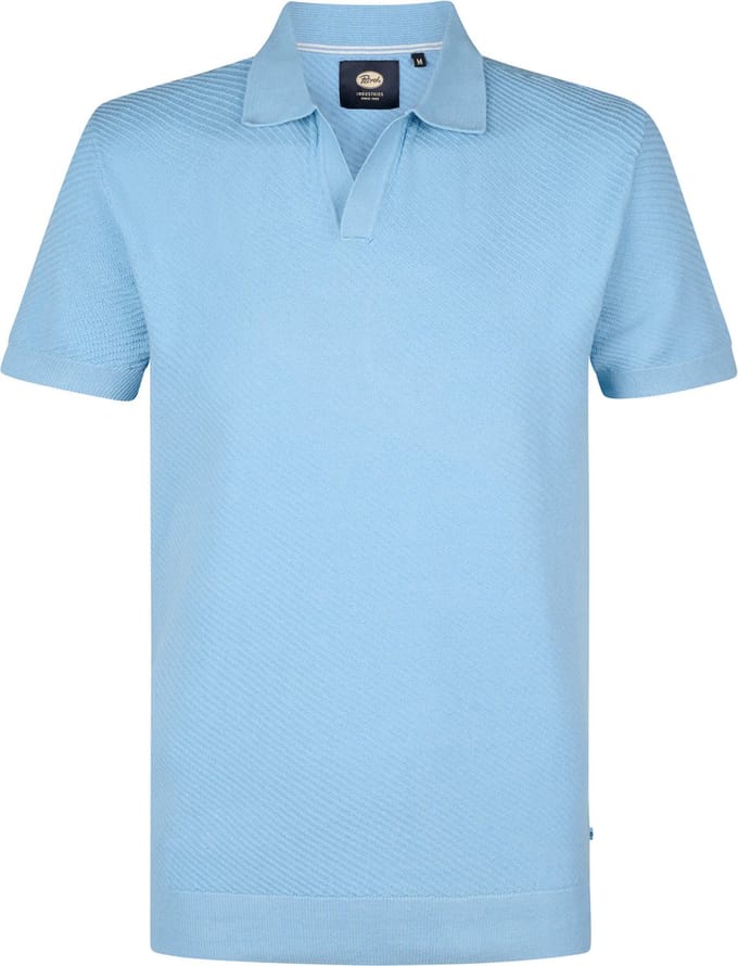 Petrol Industries - Heren Gebreide Polo Surf - Blauw - Maat L
