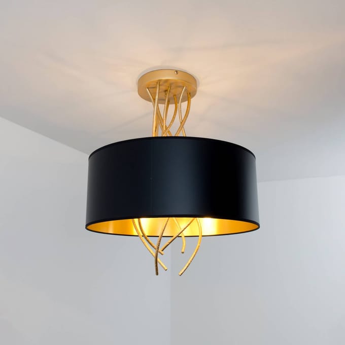 Holländer Plafondlamp Elba Ø30cm drie fittingen zwart/goud