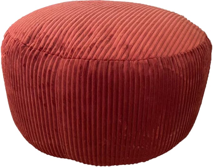 Poef - ⌀ 35 cm - ribstof - baksteenrood