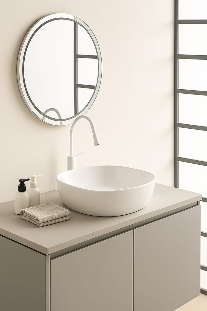 AquaVik Waskom Sölva Keramiek Rond 44x44x13.5 cm Glans Wit