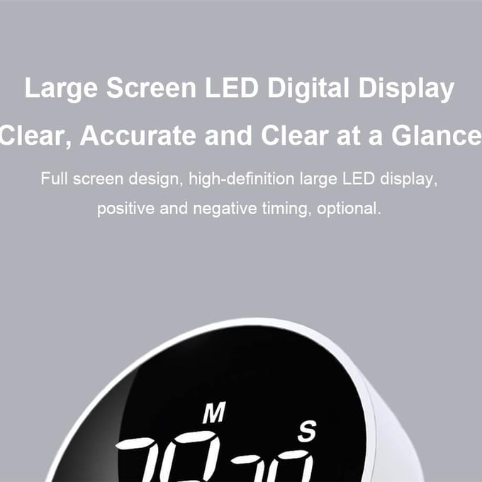 XIAOMI Miiiw Roterende timer Helderheid Verstelbare magnetische LED Digitale display Draagbare eenvoudige keukenkookwekker wit