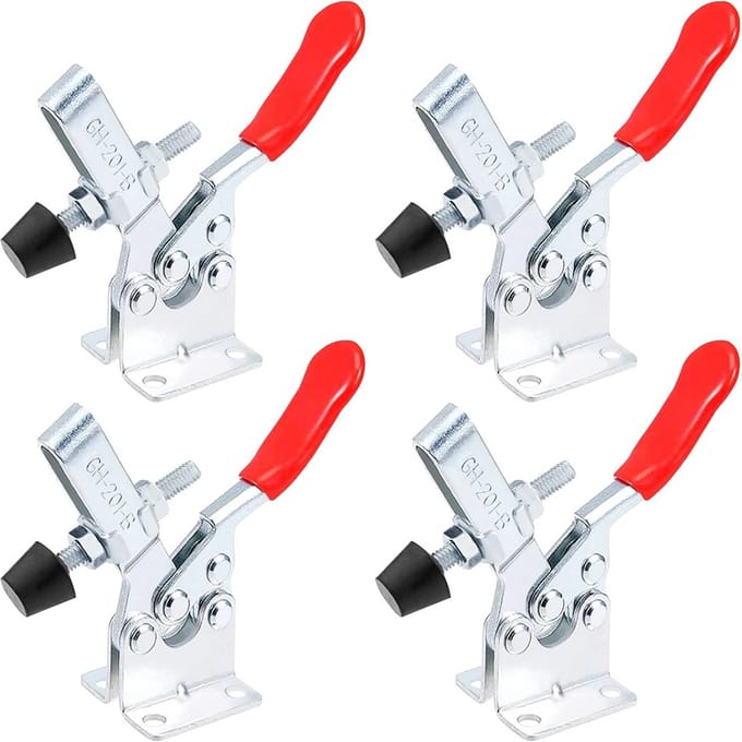 Snelspanner-set 4 stuks met kniehendel en spansluiting, Toggle Latch Clamp 90 kg