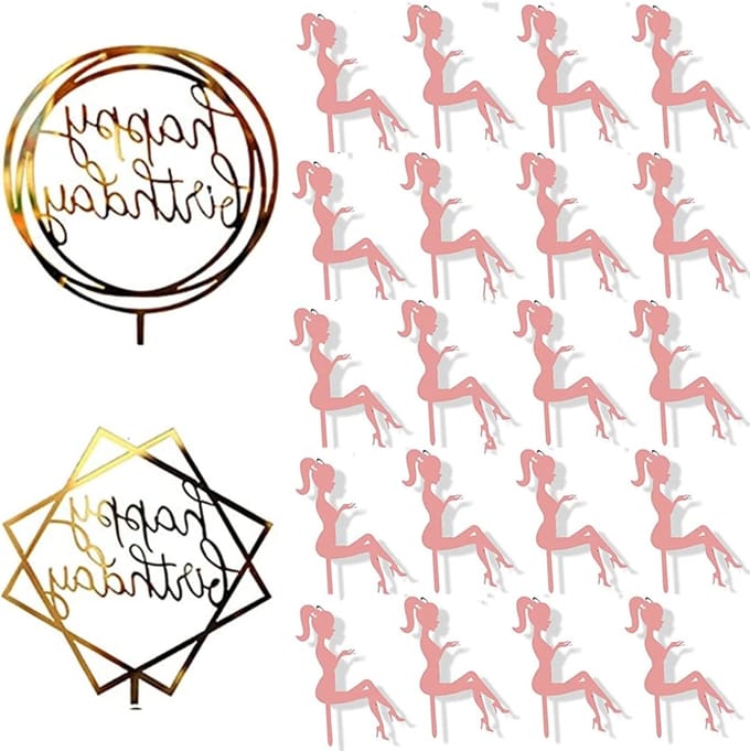 Solidchoice - 22 Stuks Hakken Cupcake Toppers voor Feestjes