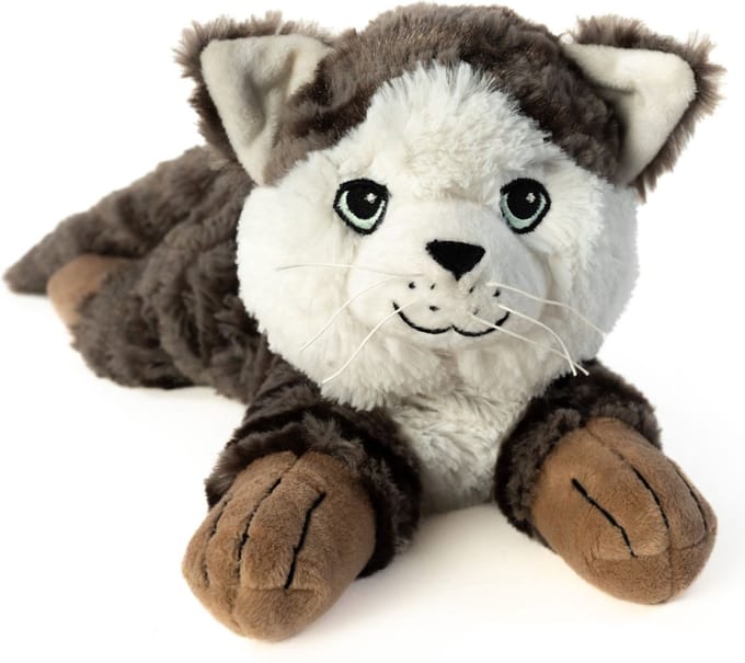 Habibi Magnetron Knuffel - kat / poes - Warmte knuffeldier - grijs - 35 cm - pittenzak