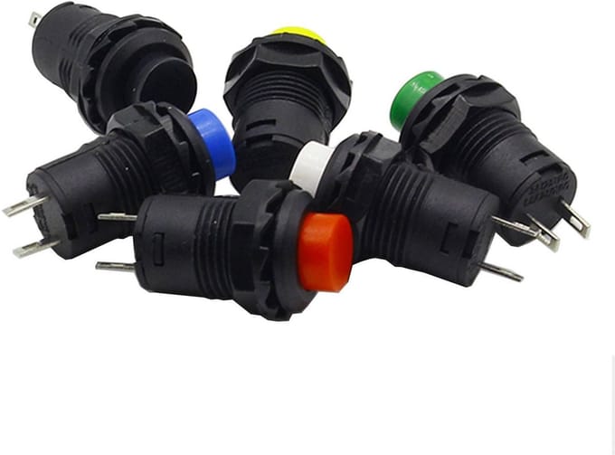 2x Ronde Drukknop 12mm Rood Non-Momentary Schakelaar voor Doe Het Zelf