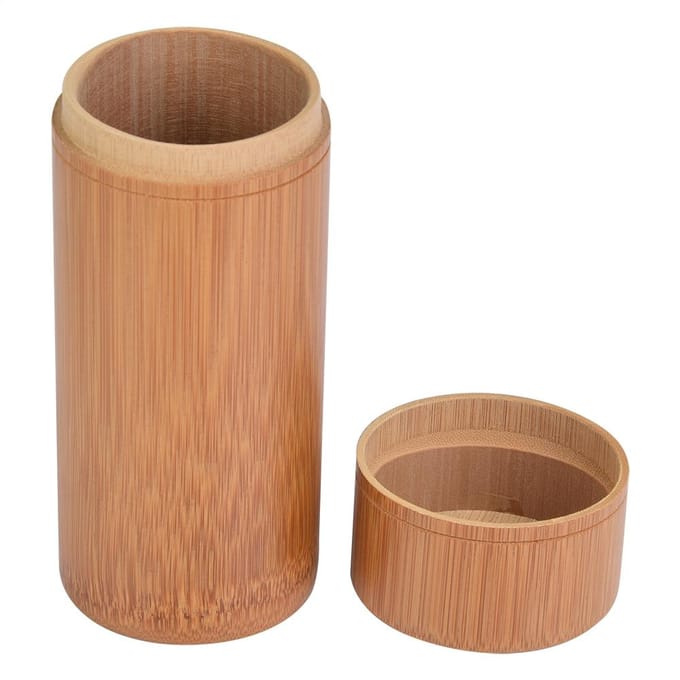 Boîte de rangement portable en bambou pour pots à thé (M) beige