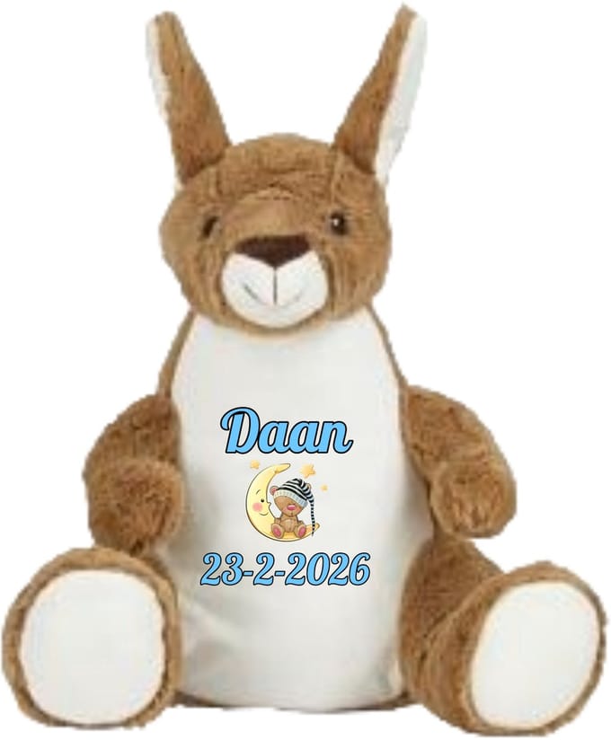 Kangoeroe knuffel - gepersonaliseerd - kraamcadeau - naam - geboortedatum - Mumbles