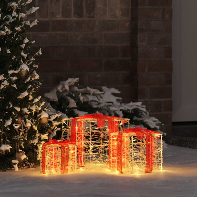 vidaXL - 3 - st - 60 - LED's - Warmwit - 20 - x - 20 - x - 20 - cm - Acryl
