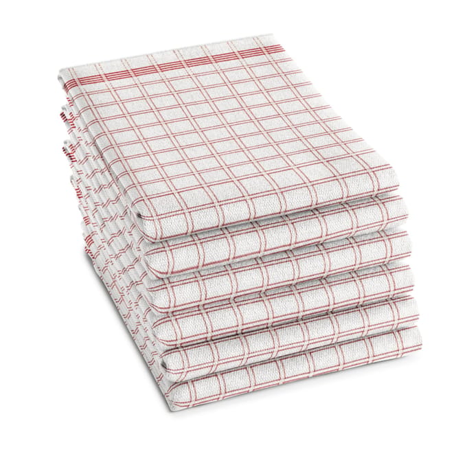 DDDDD - Nation - Theedoek - Set van 6 - Katoen - Dobby weefsel - 65x65 cm - Ruitjesprint - Rood