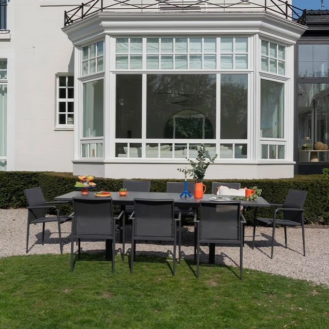 Tuinset 6/10p van aluminium met 8 stoelen Wilsa Garden Modulo