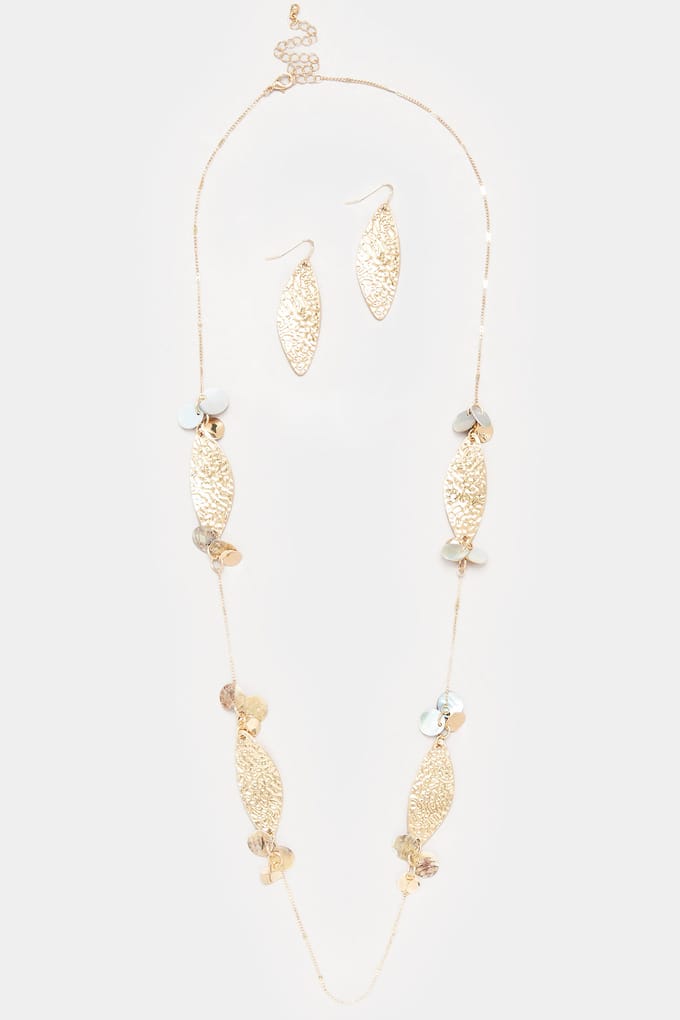 Yours Goudkleurige Bladketting En Oorbellensetsize One Size