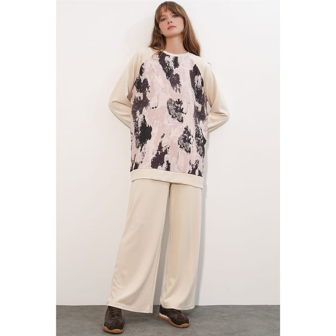 Oversized Abstract Print Coltrui & Broek Set
