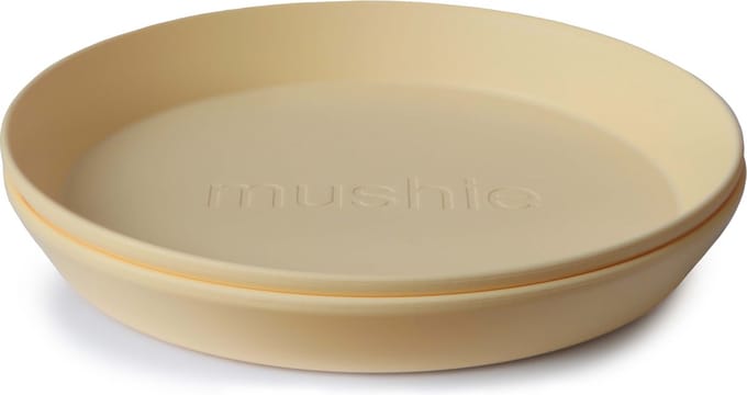 Mushie - Kinderservies Set 2 Borden Rond - Borden - Pale Daffodil