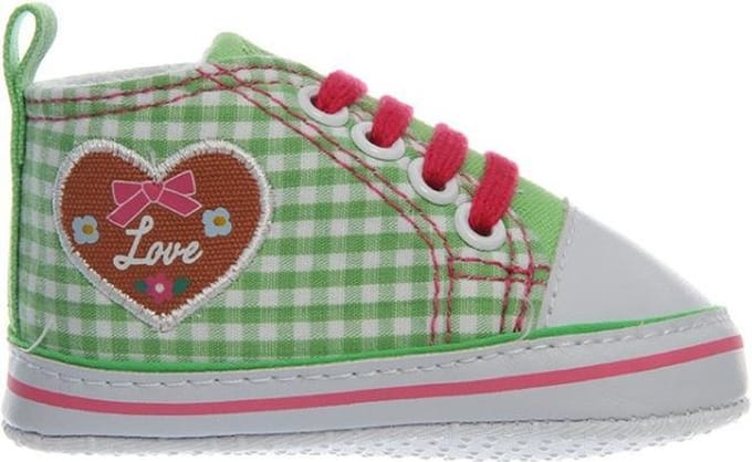 Playshoes sneakertjes geruit hartje groen Maat: 17