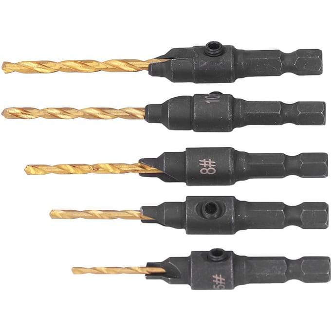 5 Stuks Verzinkboor 1/4 inch Zeskant Schacht HSS Boor Gereedschap Set Kit voor Houtbewerking