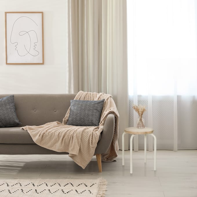 Kruk / hocker ALRANDA metaal / MDF wit / eiken hjh LIVING