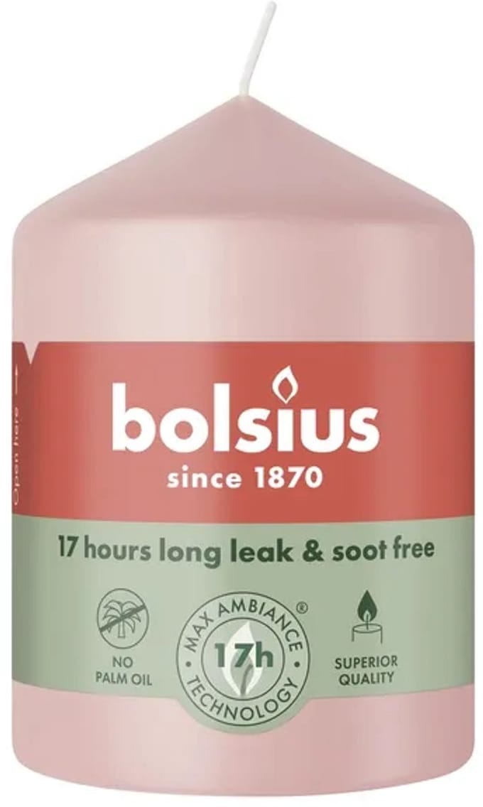 6x Bolsius Stompkaars 80/58 Misty Pink (1 stuk)