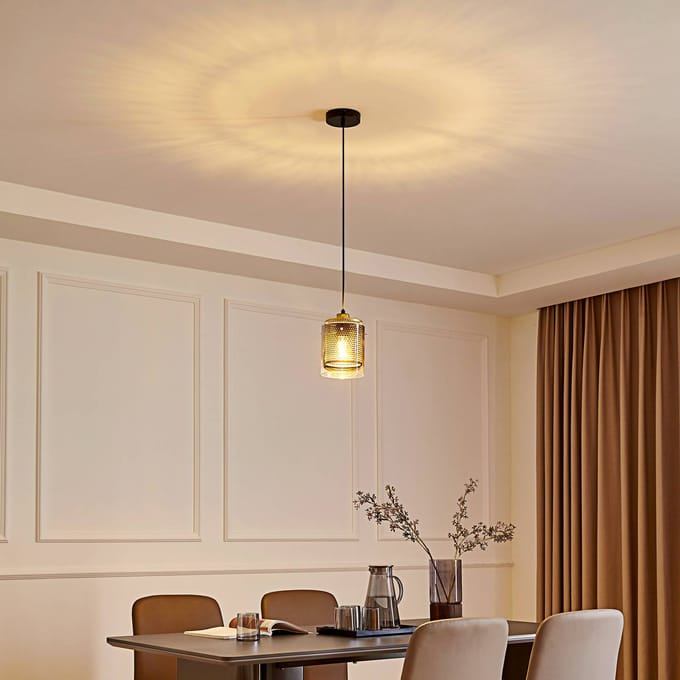 Lucande - hanglamp - 1licht - Glas, ijzer - H: 20.5 cm - E27 - antraciet, goud