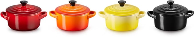 Le Creuset Aardewerken mini braadpannetjes set van 4 stuk Fire & Flame