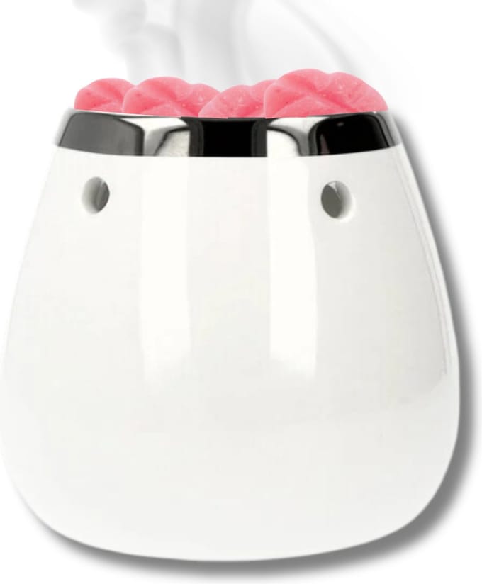Scentchips® Vaas Wit Zilver Rand waxbrander geurbrander