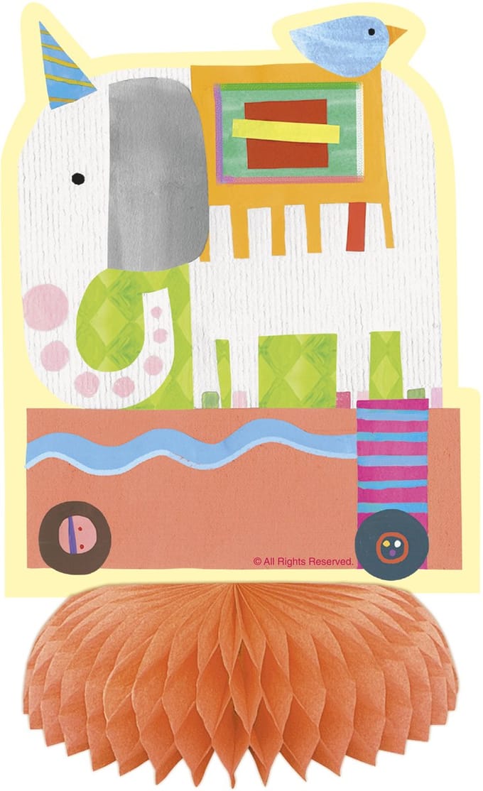 UNIQUE - 3 papieren tafeldecoraties kleine circus oranje olifant