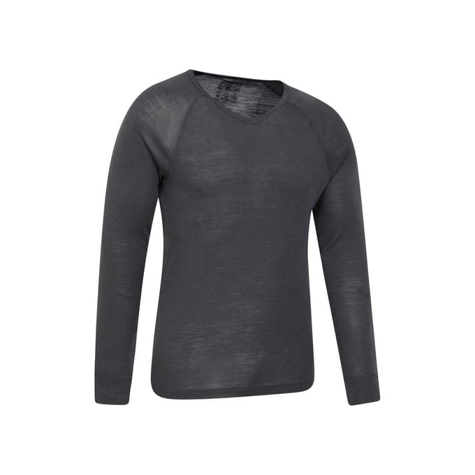 Mountain Warehouse Heren Merino Wol V Hals Base Layer Top (Grijs)
