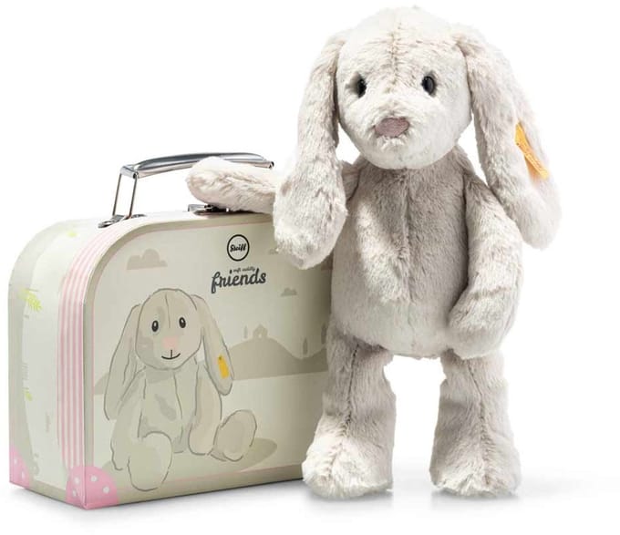 Steiff Hoppie konijn met koffer 26 cm. EAN 080968