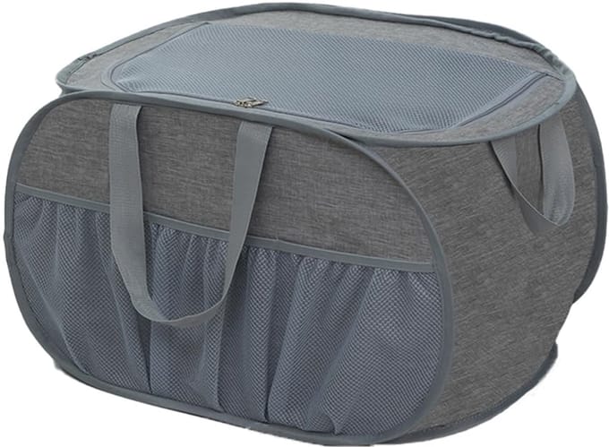 Opvouwbare Wasmand met Deksel - Grijs - 75 Liter - Ademend Polyester